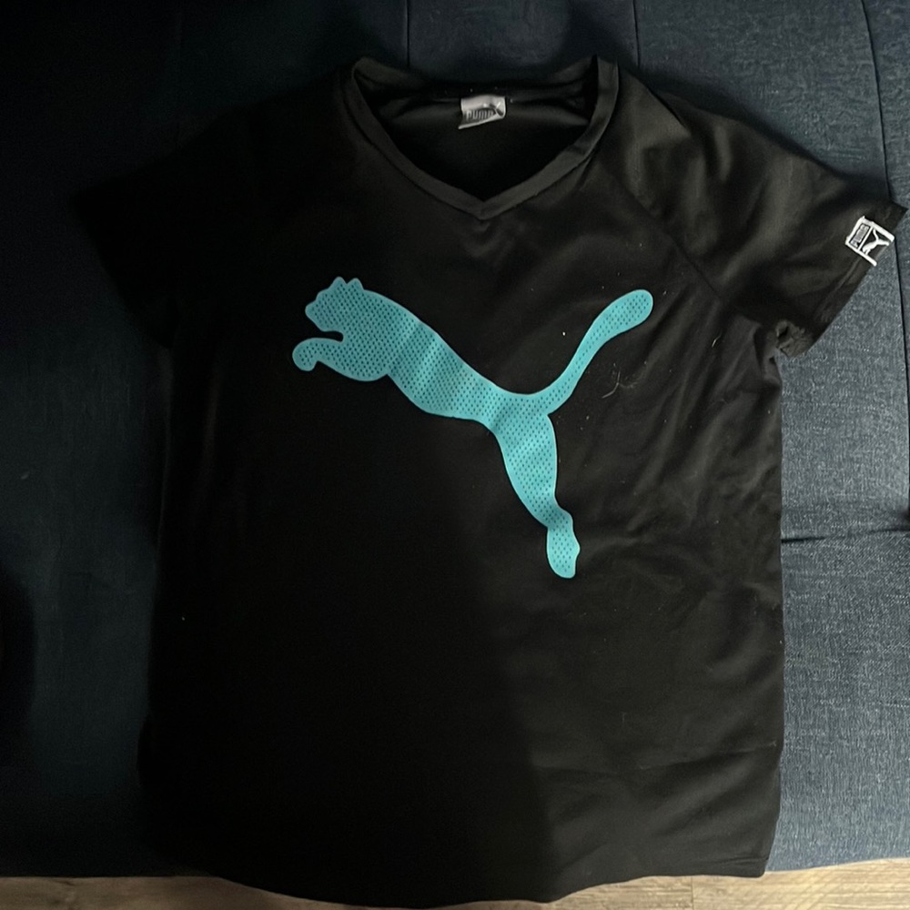 Puma shirt,neon blue and black, size US L (12-14)